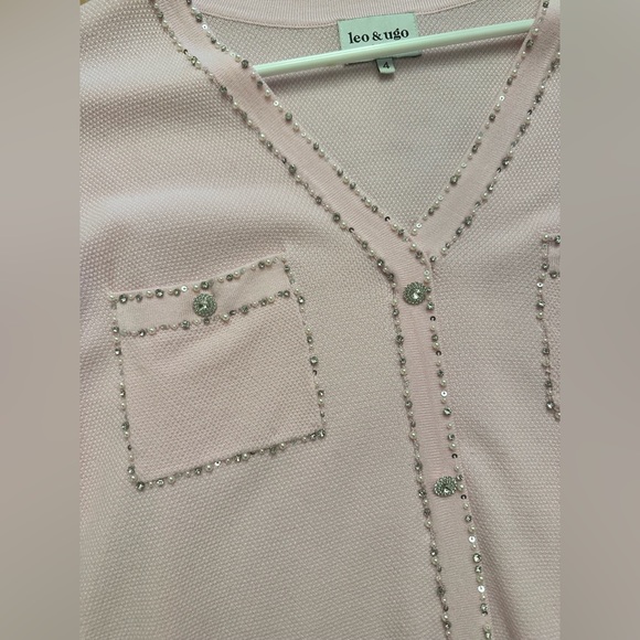 LEO & UGO PARIS - Baby Pink Cardigan with Crystals - Picture 5 of 9